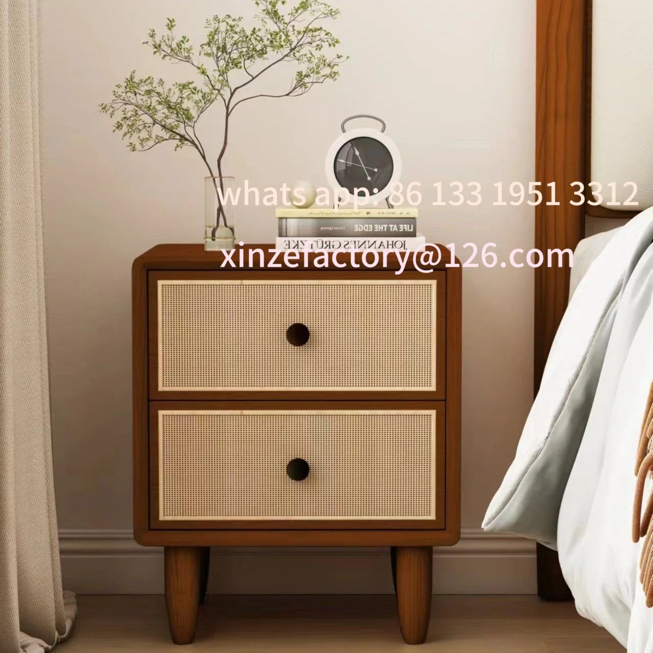 

Customizable Log homestay Japanese-style drawer storage cabinet Simple modern bedroom bedside table