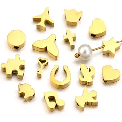 5Pcs 8mm Stainless Steel Heart Beads Angel Plane Spacer Beads DIY Jewelry Findings Hadmade Bracelet Necklace Making Wholesale