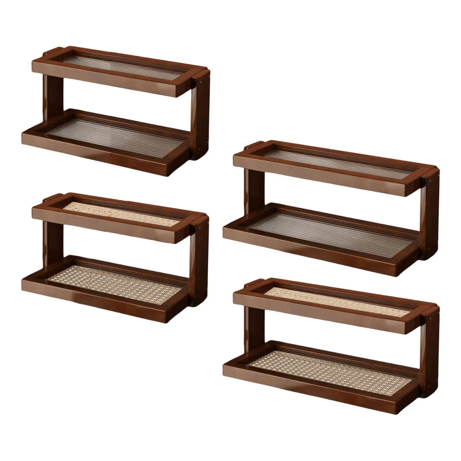 

Полка-органайзер для кофейных кружек, многофункциональная подставка в стиле ретро, 2-уровневая стойка для хранения приправ для духов, коллекционных предметов, общежития