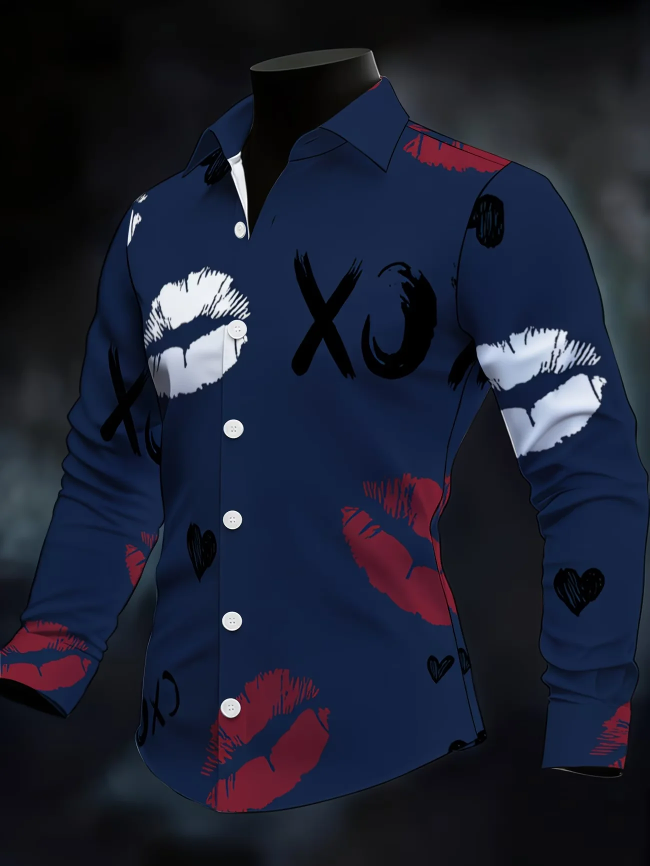 New Gradient Purple Butterfly Printed Men's Long Sleeve Shirt Casual Trendy Personalized Shirt Starry Sky Gradient Top