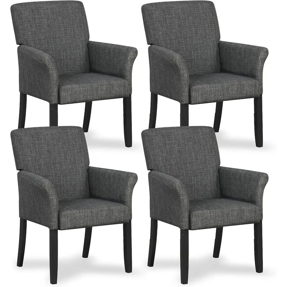 

Upholstered Fabric Executive Chairs Set of 4 with Padded Arms, Backrest, and Wood Legs for Waiting Rooms, Meetings, and Dining