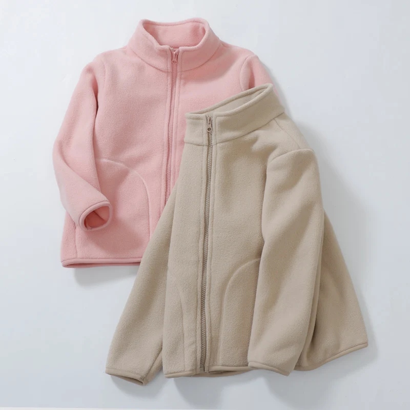 

Girls Boys Fleece Jackets Full Zip Up Long Sleeve Sweatshirts with Pockets Autumn Winter Warm Soft Light Outerwear 2-14 Years
