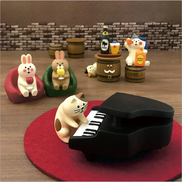 Japanese Grocery ZAKKA Bar Cat INS Bartender Rabbit Decoration Miniature Resin Crafts Small Ornaments