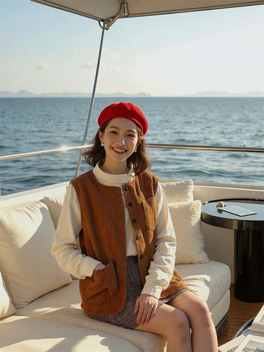 

Женские жилеты большого размера, женские коричневые, свободные, осенние, толстые, кофейные, карамельные, бежевые, без рукавов, на пуговицах, модная однотонная рабочая одежда, теплая