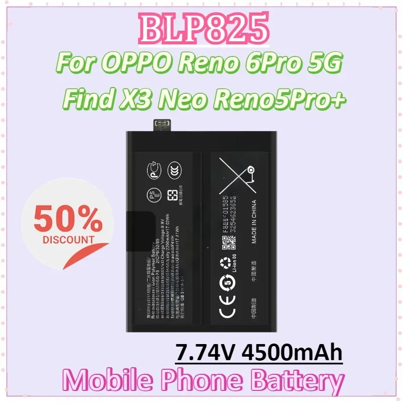 

BLP825 7,74 В 4500 мАч аккумулятор для мобильного телефона для OPPO Find X3 Neo Reno6 Pro Reno 6 Pro Reno 5pro + сменные аккумуляторы