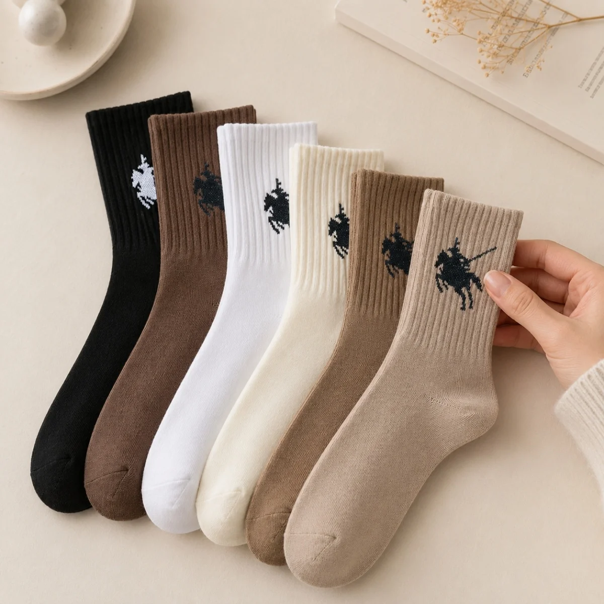 3 Pairs/5 Pairs/12 Pairs of Women's Mid-Calf Socks in Random Colors, Breathable, Comfortable, Soft, Gentle, Elegant, Versatile, Skin-Friendly, Suitable for Spring, Summer, Autumn, and Winter