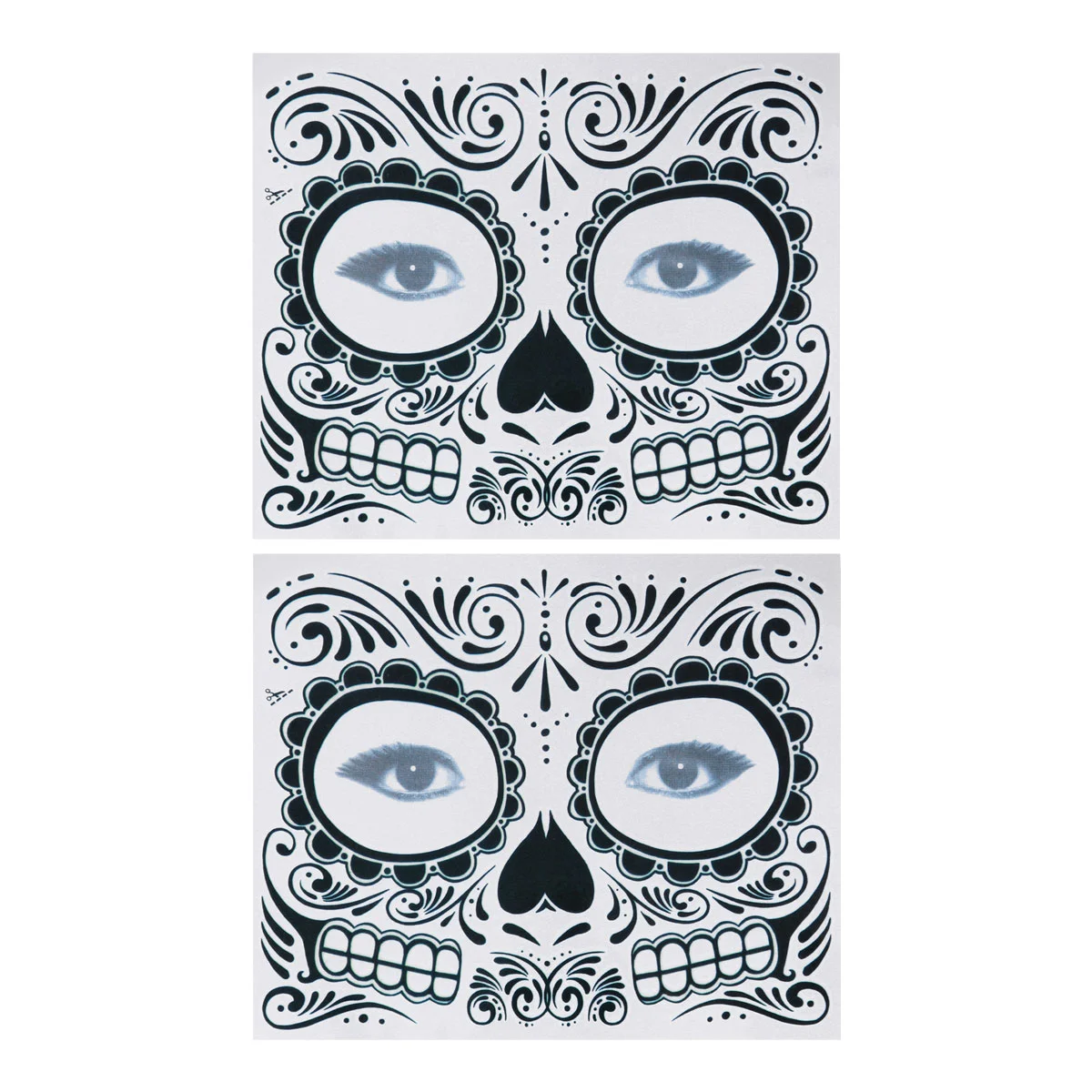 

2 Pcs Waterproof Tattoos Painted Face Day The Dead Temporary Sticker Work