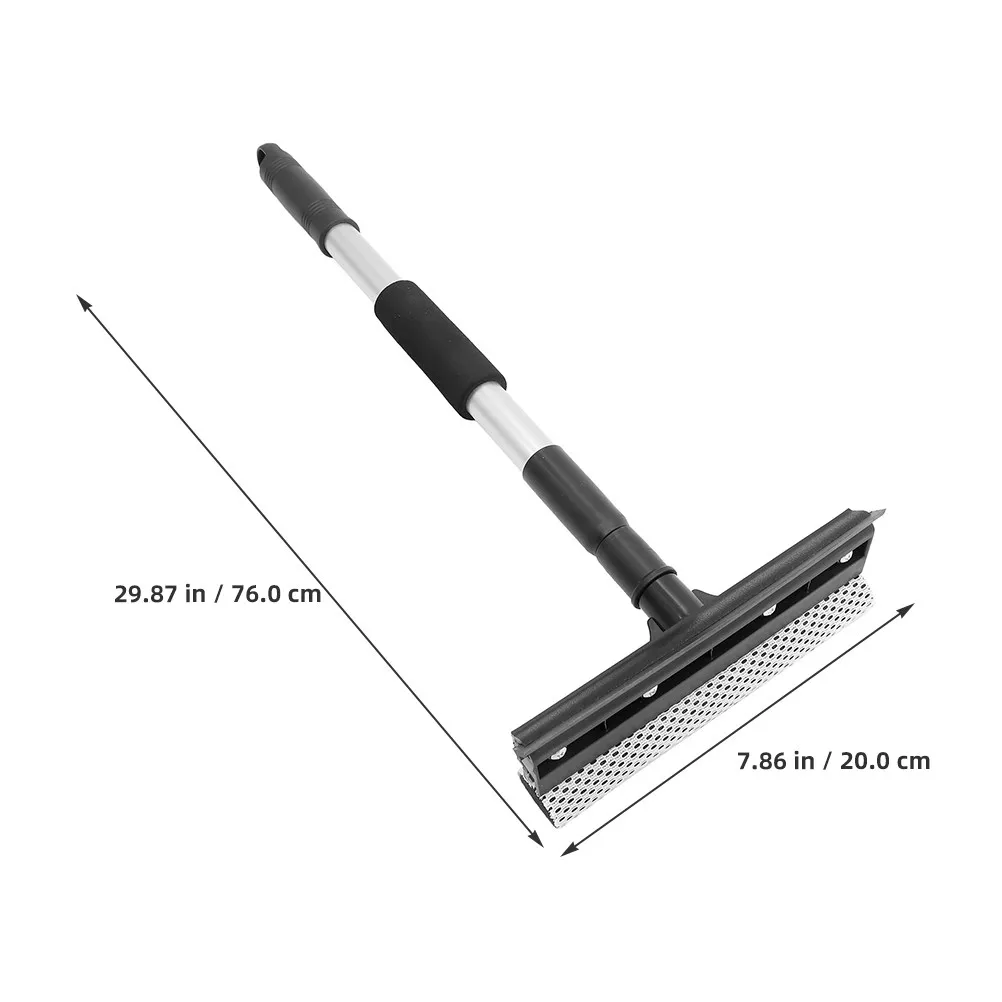 2Pcs Stainless Steel Extendable Handle Window Brush Dual Sided Squeegee Sponge Car Windshield Cleaning Tool Outdoor Window
