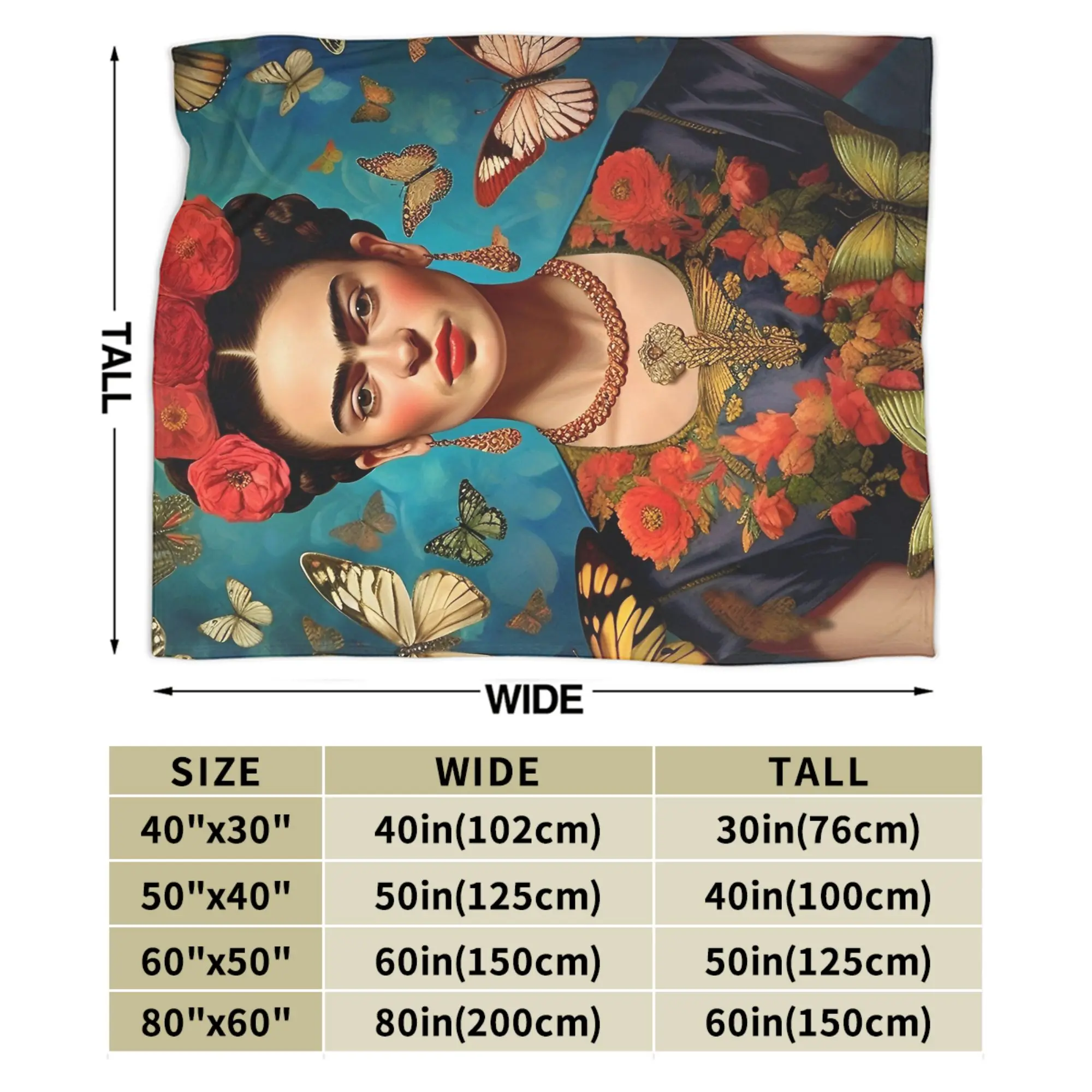 F-Frida K-Kahlo Farfalle Coperta in pile per tutte le stagioni, traspirante, leggera, sottile, per biancheria da letto, tappeto da ufficio