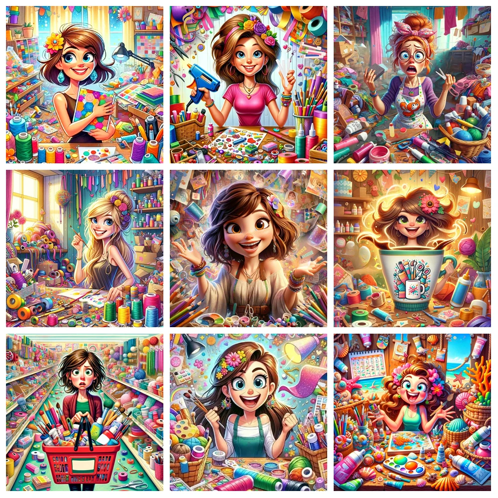 Neue Diamant Malerei Porträt Volle Runde Diamant Mosaik Cartoon Kunst Hause Dekorative Strass Bilder