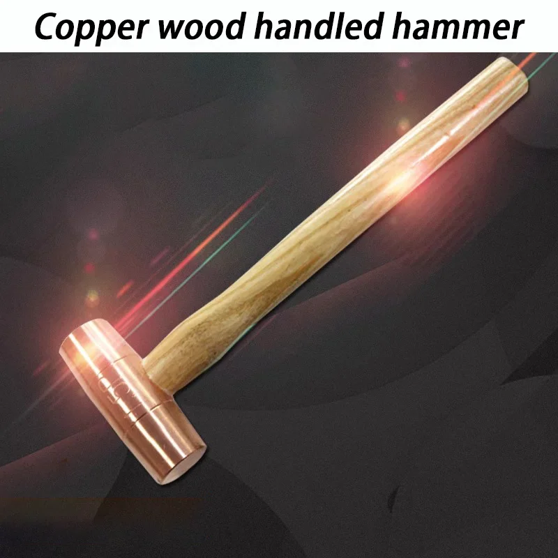 Copper Wood Handled Hammer Carpenter Woodworking Double Sided Hammer Round Drum Install Hammers 0.5P-3P Mold Repair Hand Tools