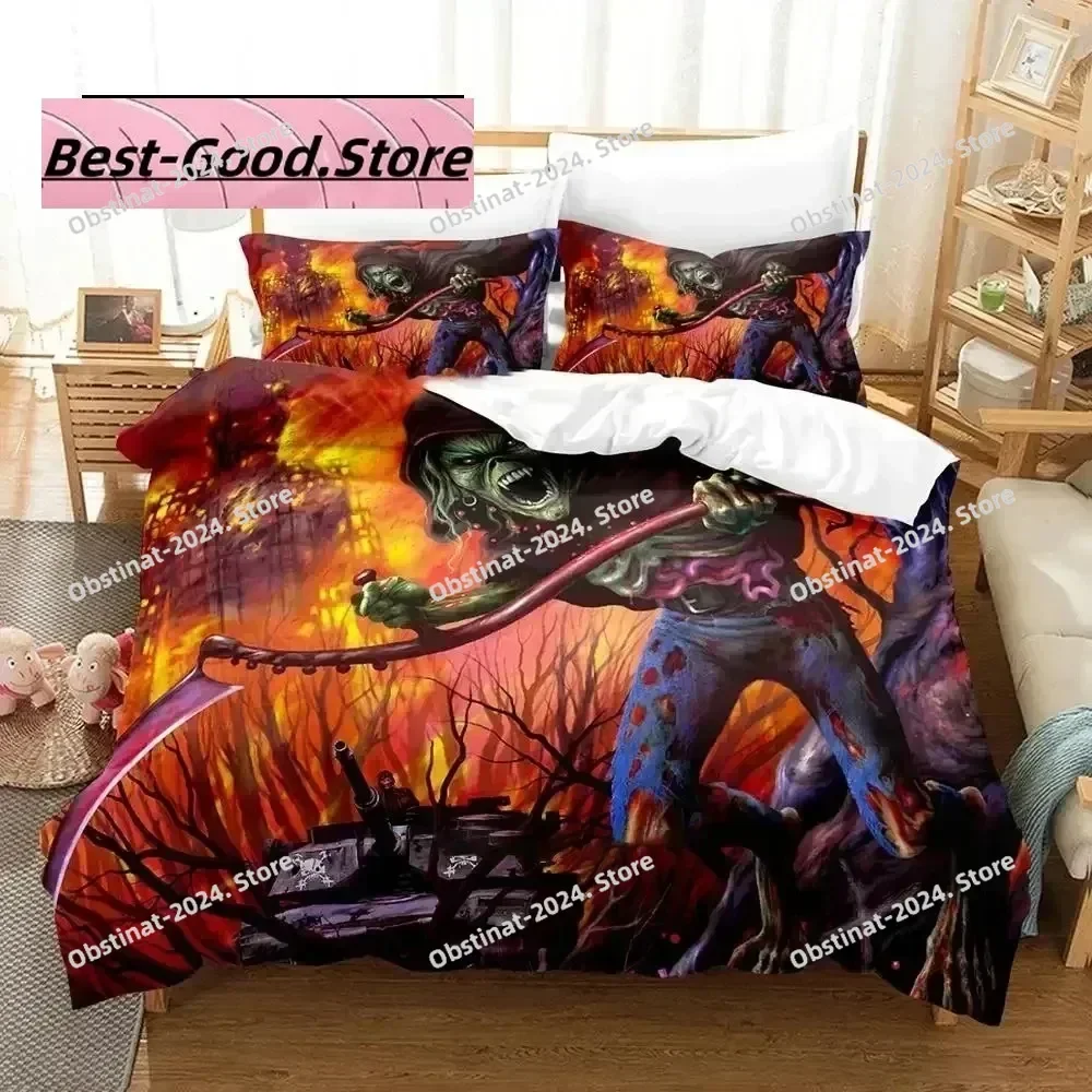 Iron Heavy Metal Maidens 3D Printing Comforter Bedding Set,Duvet Cover Quilt Cover Pillowcase,King Queen Size Bedding Set Kid