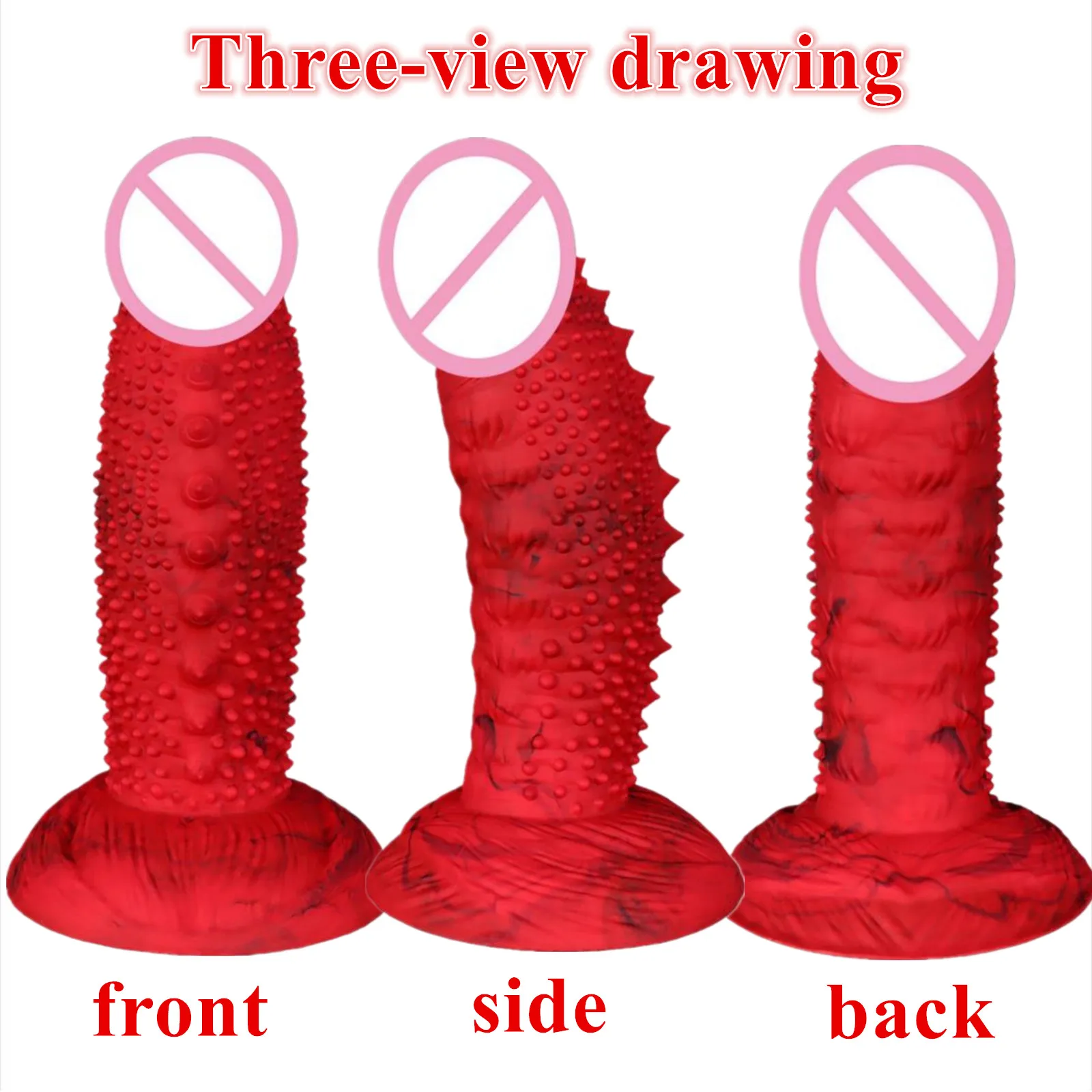Dildo rosso con punte, dildo in silicone con ventosa, pene lungo, giocattoli sessuali anali per uomini, giocattolo erotico sexy per adulti, dildo XXL_voghion.com