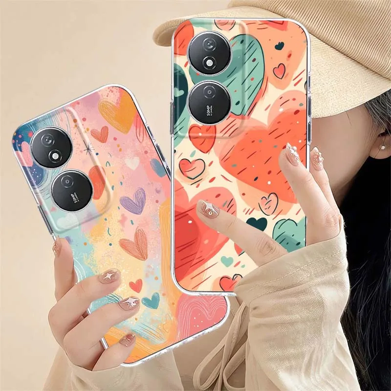 Capa de Telefone Colorida e Fashion com Desenho de Coração para Honor Magic 8 7 6 5 4 3 400 200 100 90 80 70 50 9X Pro Flat GT Smart Lite