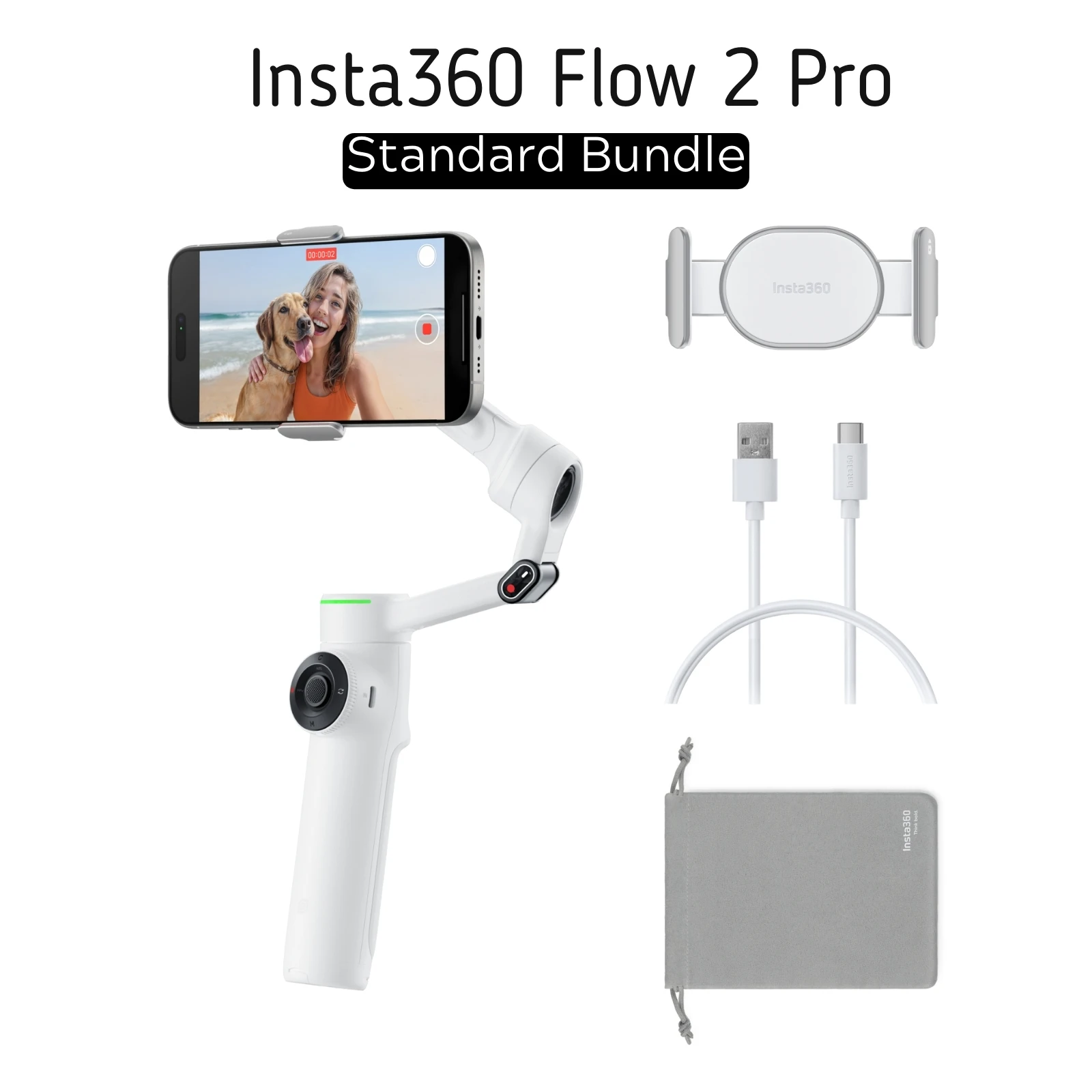 Insta360 Flow 2 Pro Ręczny stabilizator gimbala AI Filmmaker 360 Infinite Pan Active Zoom Tracking dla iPhone Insta 360 Flow 2pro