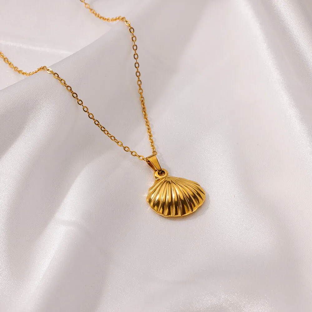 Vintage Starfish Shell Necklaces For Women Gold Color Stainless Steel Pendant Shell Necklace Aesthetic  Summer Jewelry Gift bff