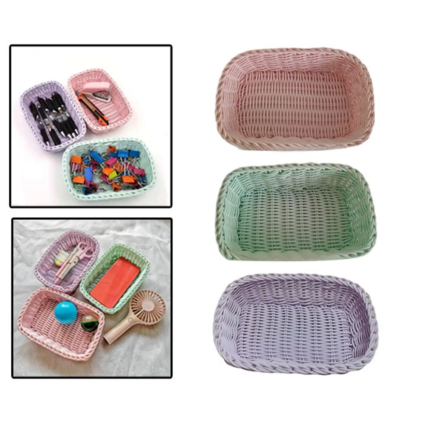 Woven Basket Craft Table Organizer Table Storage Bin for Closet Coffee Table