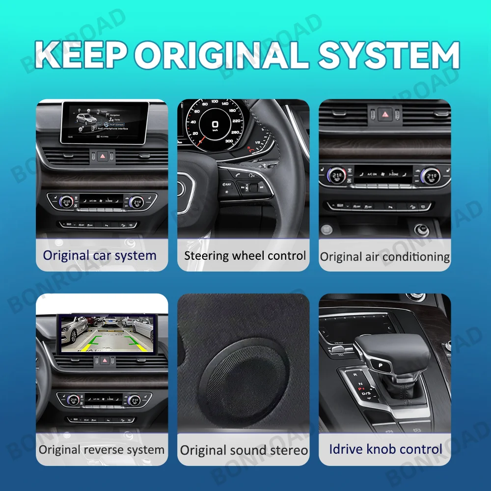 Bonroad 12,3 Linux Bildschirm für Audi Q5 Q5L 2017-2023 mit Wireless Apple CarPlay Android Auto Airplay Auto Radio Player Mutimedia – Detail 8
