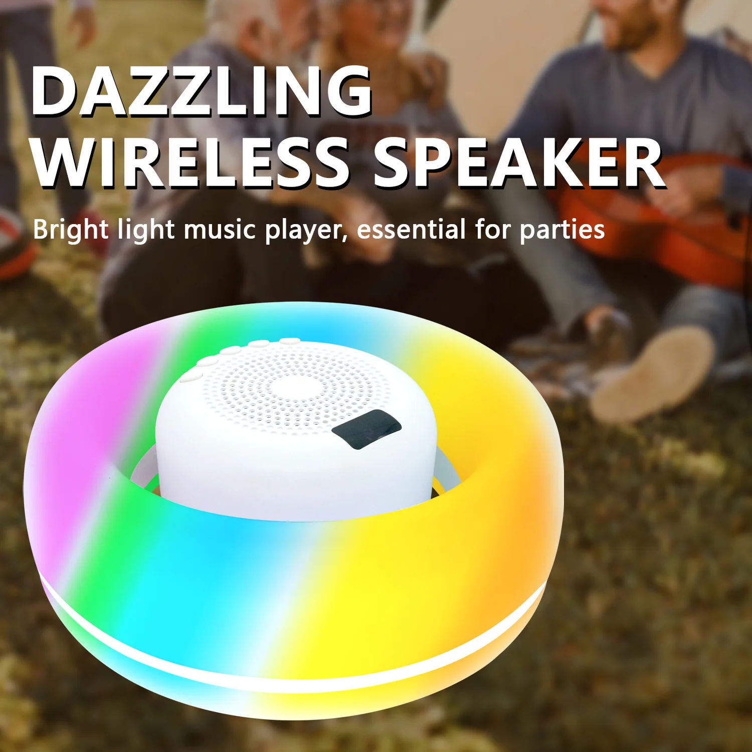 

Portable Pool Wireless Speaker IPX7 Waterproof Floating for Outdoor Party,with Colorful Light,Builtin HD Stereo Sound,Hands-free