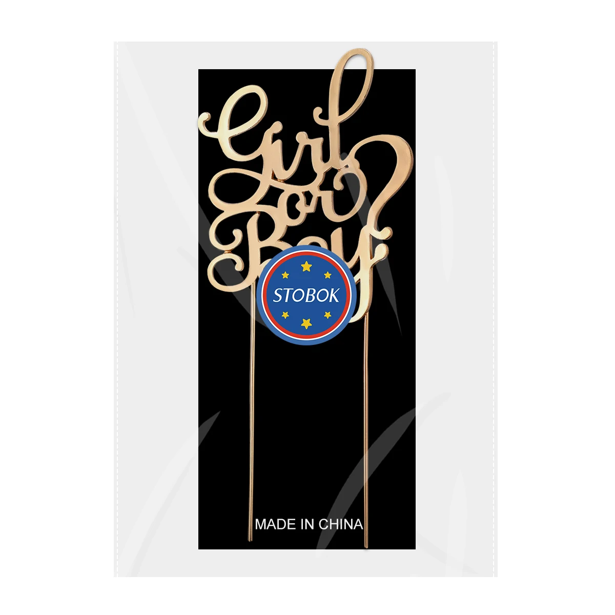 

Cake Topper Glitter Gender Reveal Decorations Birthday Party Alloy Reusable Boy Girl Cake Insert Decorations