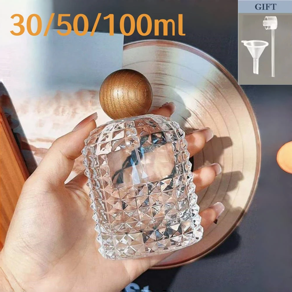 30/50/100ML Travel Perfume Atomizer Portable Pineapple Shape Dispenser Refillable Transparent Spray Bottles Wood Empty Bottles