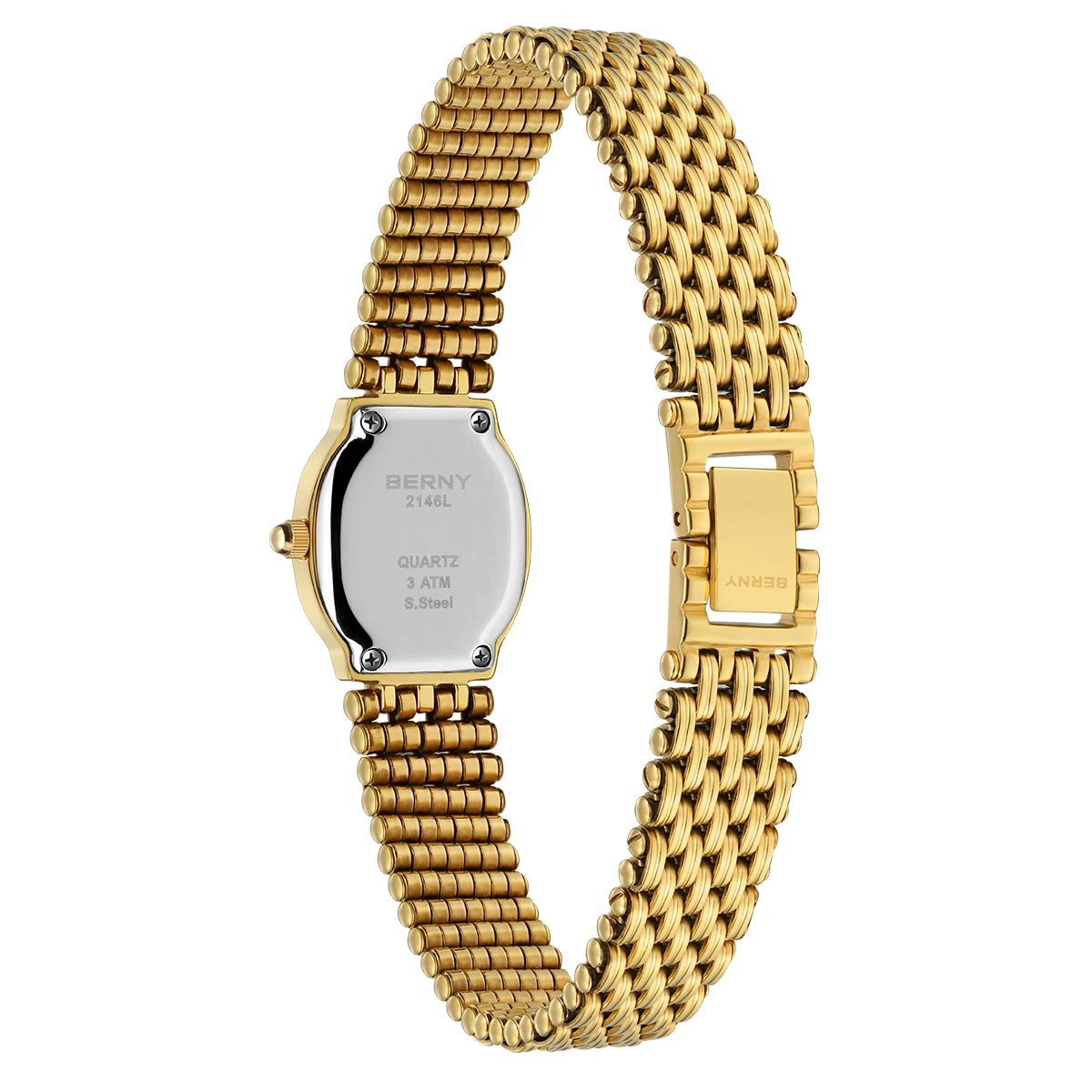 BERNY reloj de pulsera dorado para mujer, esfera pequeña, reloj de pulsera de oro para mujer, joyería de cuarzo para mujer, reloj compacto,