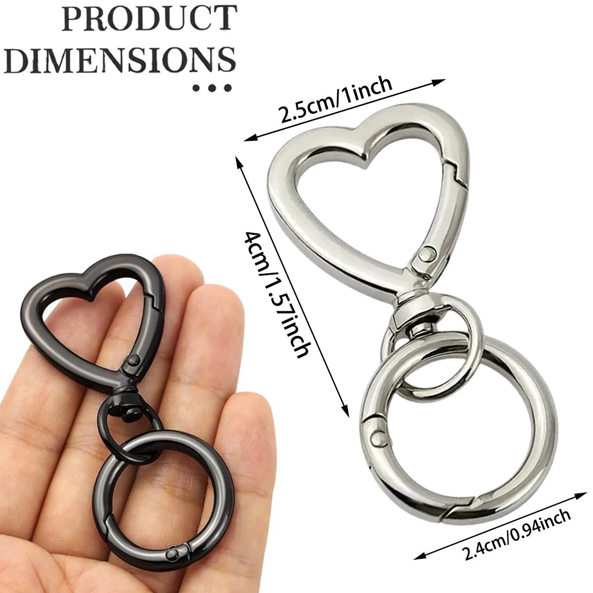 5/10 Set Heart-Shaped Double Opening Spring Keychain Clips, for Keychain Lanyards, DIY Crafts, Gift, Bags, for Camping Hiking.
