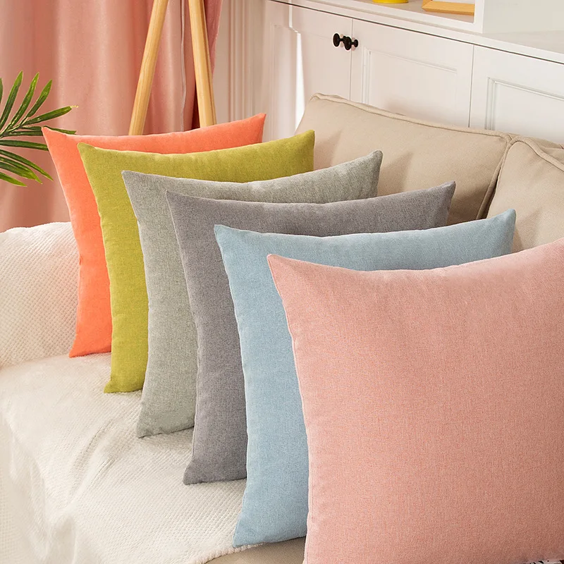 Universal 40*40 45*45 50*50 Pillow Cover Cotton Linen Plain Pillowcases Decorative Living Room Cushion Covers For Sofa Home Car