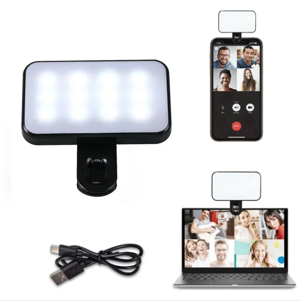 LED Selfie Light Adjustable Brightness Portable Phone Lens Fill Flash Lamp Clip For IPhone IPad Laptop Video Photography