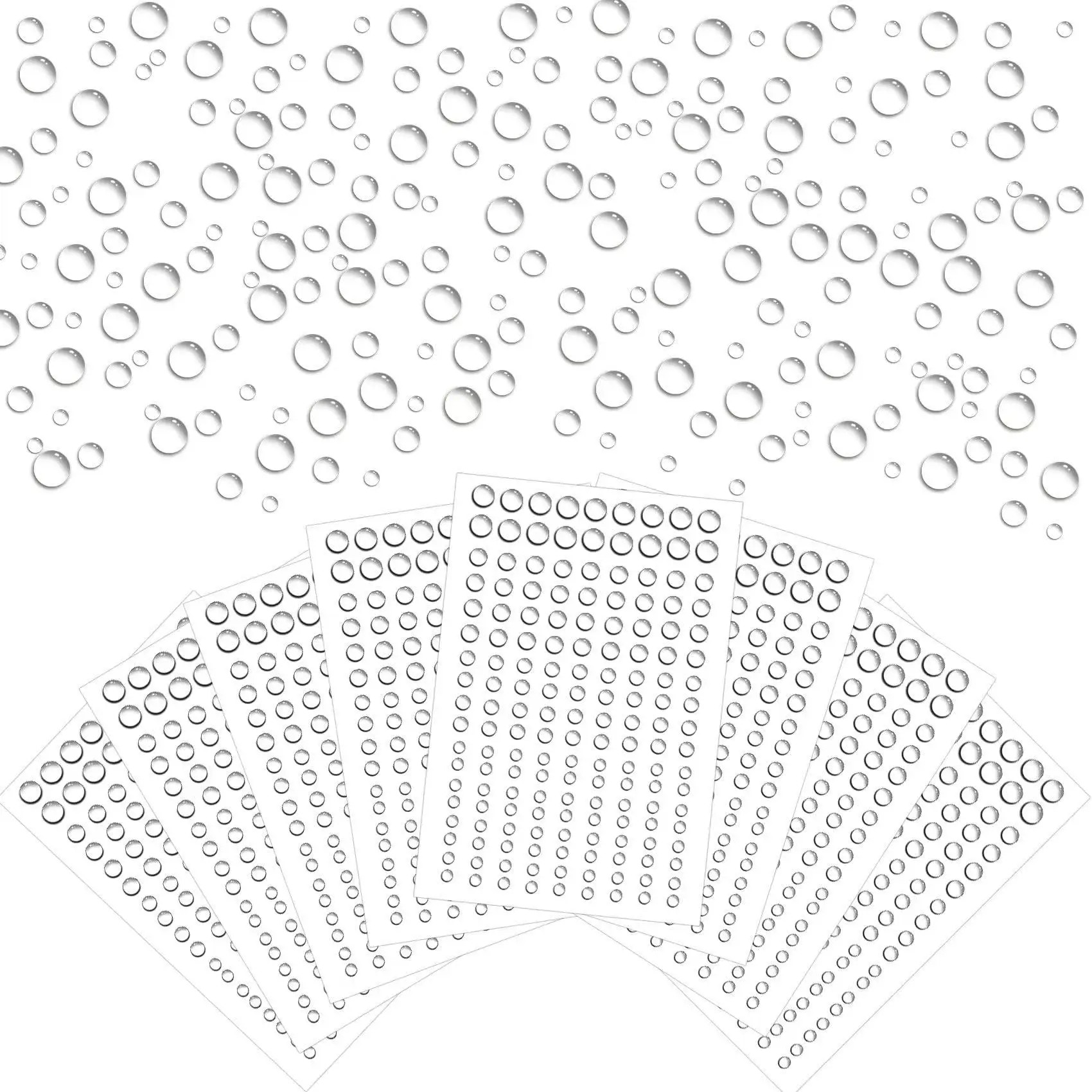 1296pcs Clear AB Droplets Makeup Sticker Self-Adhesive Water Drops Embellishments Flatback Resin Drop Bead for DIY Crafts