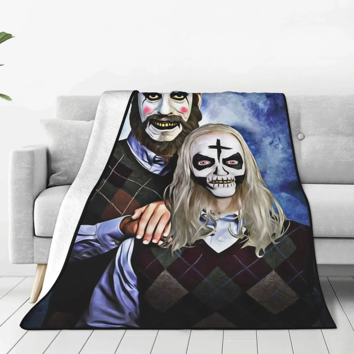 Captain Spaulding And Otis Throw Blanket Fleece Bed Halloween Horror Movie Throw Blanket Lightweight for Outdoor Bedding Throws