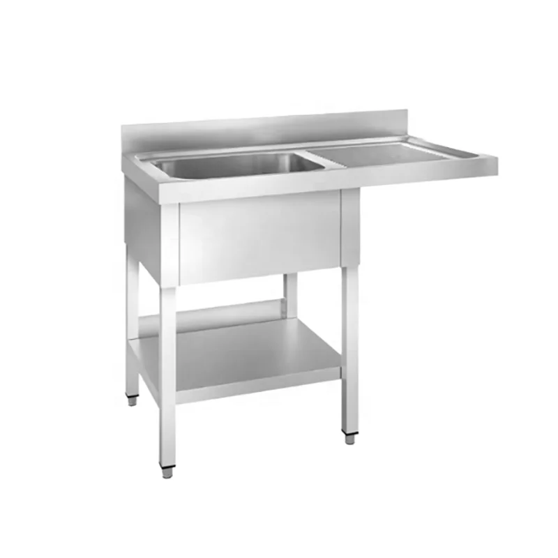 European Design High Quality Stainless Steel 304 Polished Finish Heavy-Duty Capacity Single Bowl Kitchen Sink with Drainboard