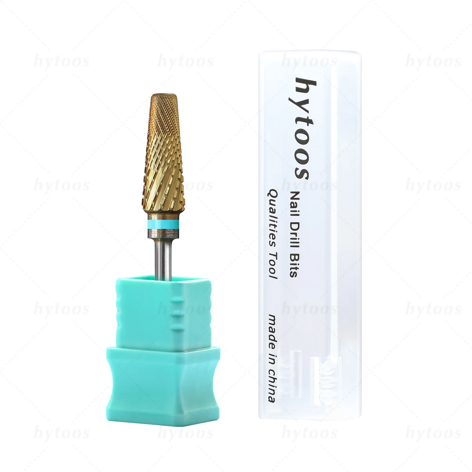 HYTOOS Safety 5 in 1 Pro Nail Drill Bits DLC/Titanium Carbide Tapered Nail Bit for Gel Removal File Drills Accessories Tools