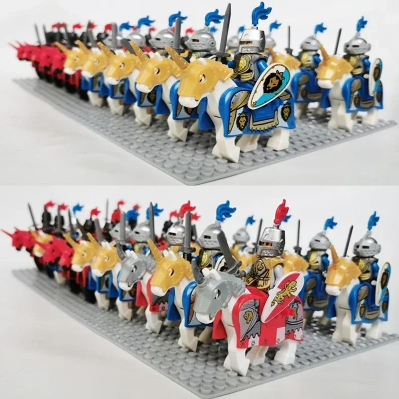 Middle Ages Chivalry Corps Medieval Viking Warrior Knights Roman Soldiers Army Figures Military Building Blocks Kids Mini Toys