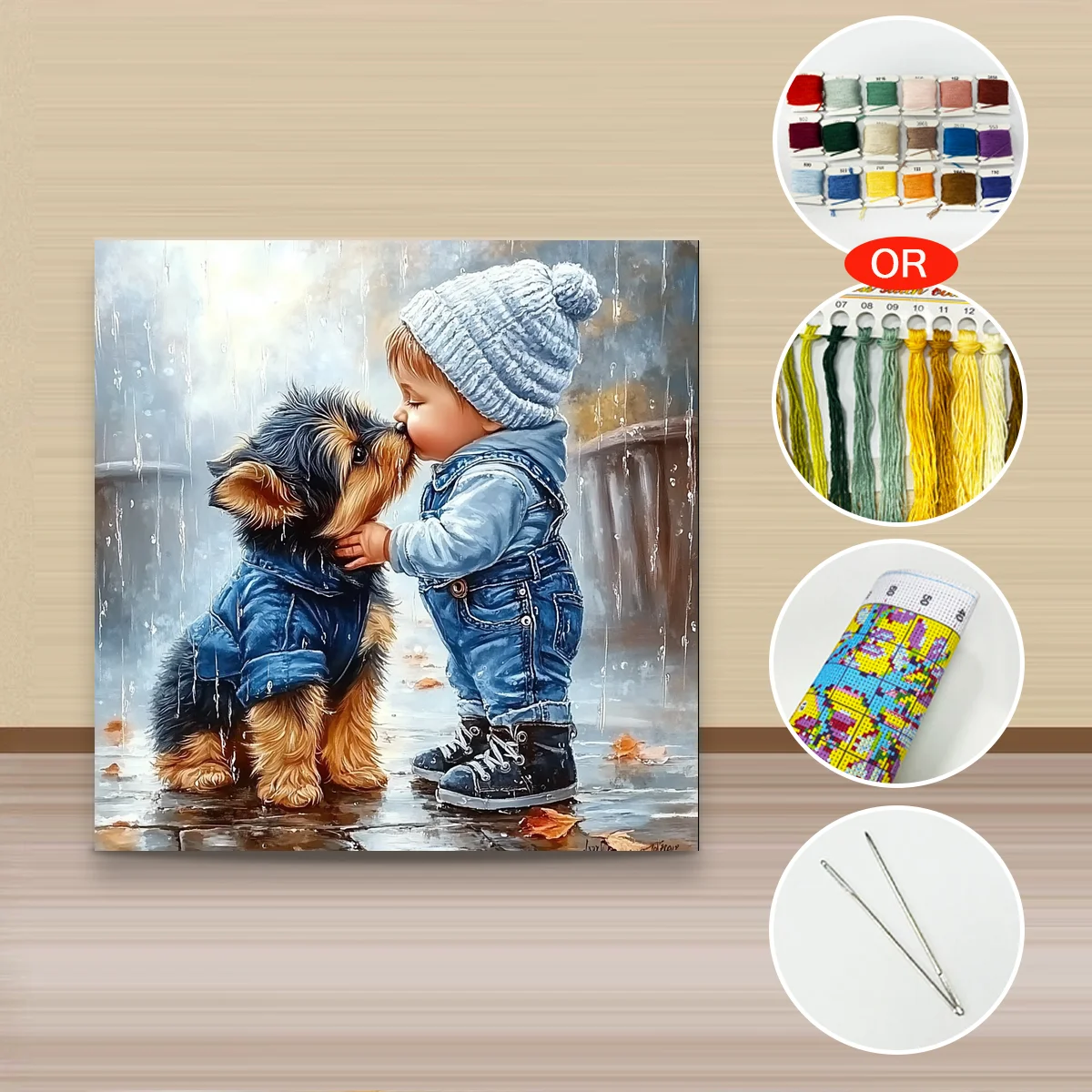 

1 шт., 40X40 см/15,74 дюйма, 11CT/14CT, набор для вышивки крестом, набор «сделай сам», подарок на Новый год, расслабленный набор для вышивания для начинающих, щенок и мальчик