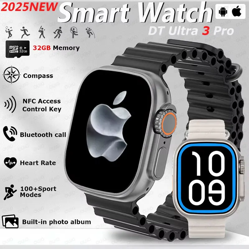 2025New DT Ultra 3 Pro Google Map GPS SmartWatch 32G memoria música vídeo NFC Bluetooth llamada impermeable SmartWatch para Android iOS