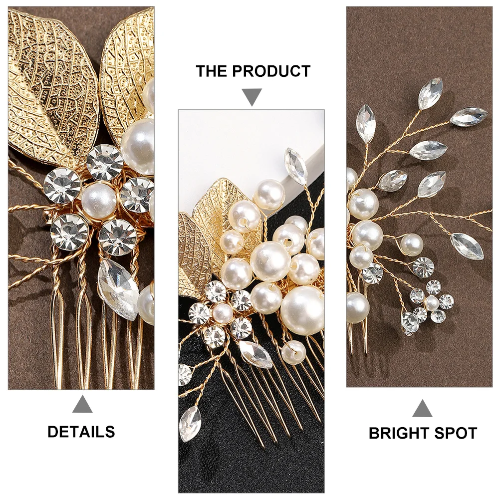 حساسة حجر الراين اللؤلؤ الشعر مشط الزفاف حفل زفاف خوذة ملحق الشعر مشط العروس دبوس الشعر اللؤلؤ دبوس الشعر #3