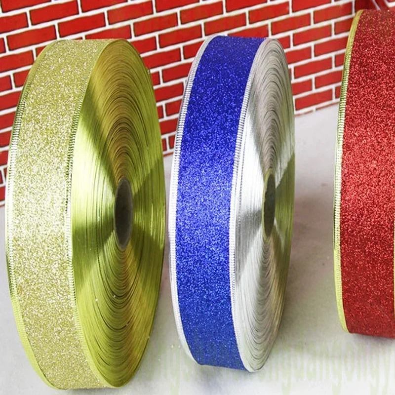 2M Sparkle Ribbon Glitter Ribbons Wedding Gift Wrapping Christmas Trees Party DIY Scrapbooking Crafts 5CM Wire Edged DIY Party