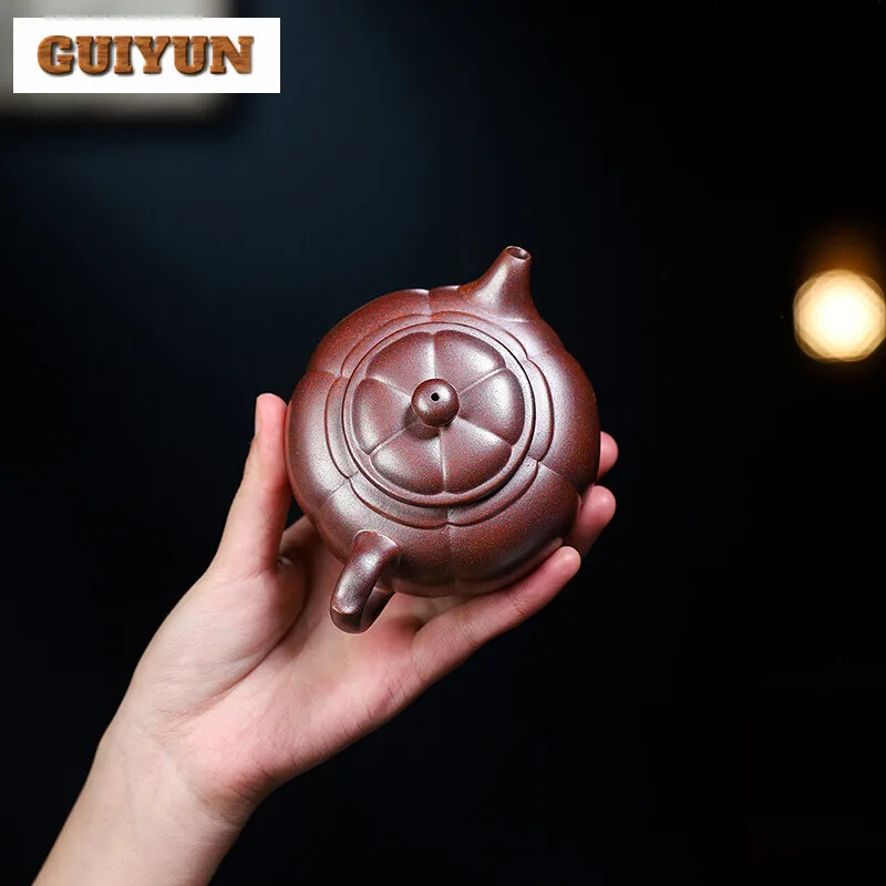 190ml Master Handmade Pumpkin Shape Teapot Chinese Yixing Purple Clay Tea Pot Custom Beauty Tea Infuser Zisha Tea Accessories