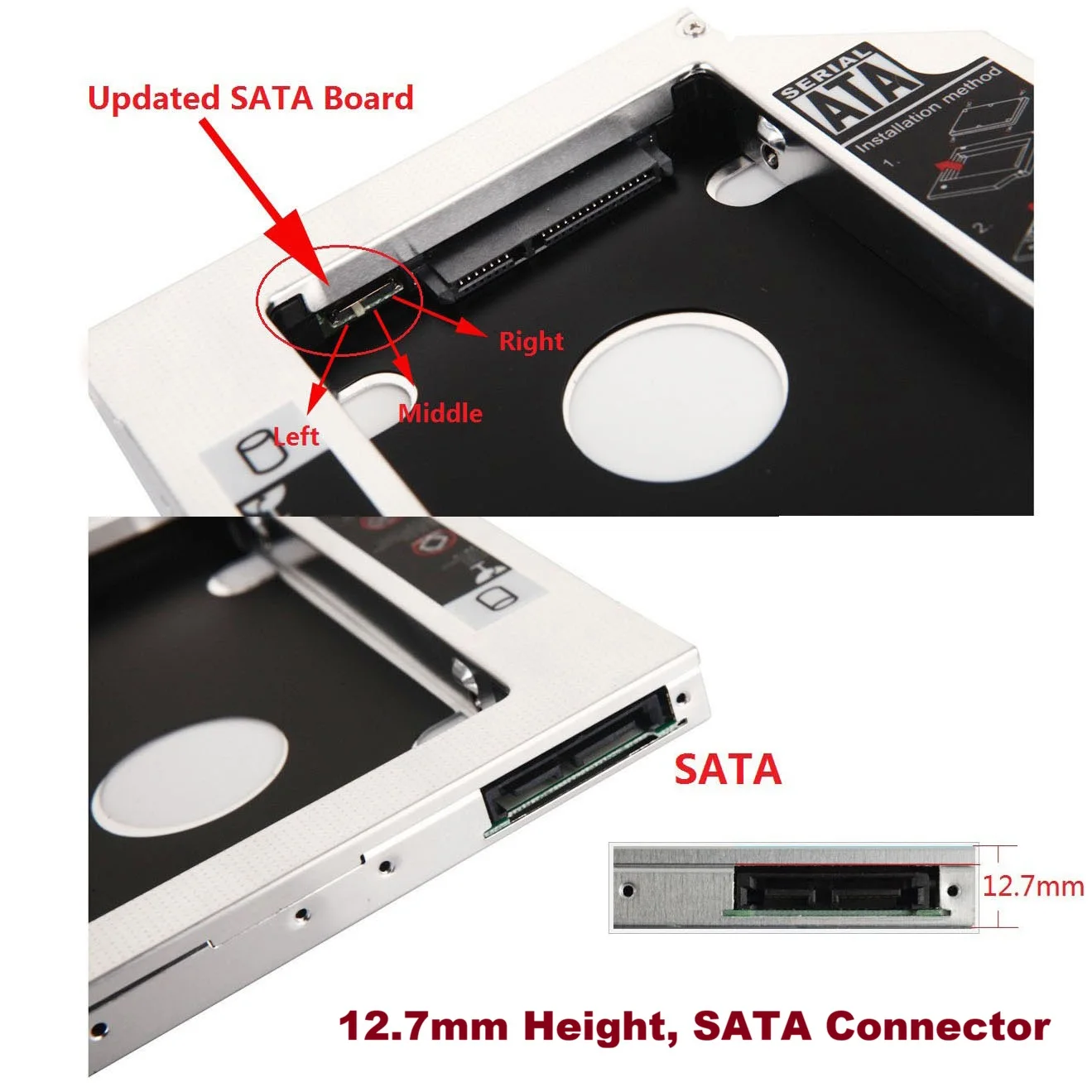 suporte-tray-para-2º-disco-rigido-hdd-de-127mm-com-painel-frontal-e-gancho-traseiro-para-baia-Optica-hp-probook-6460b-6465b-6470b-6475b