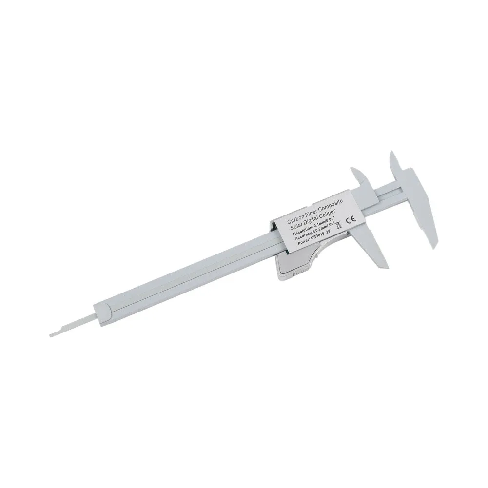 Plastic for digital caliper solar powered with large LCD screen magnetic stripe film scale and accurate metric measurements