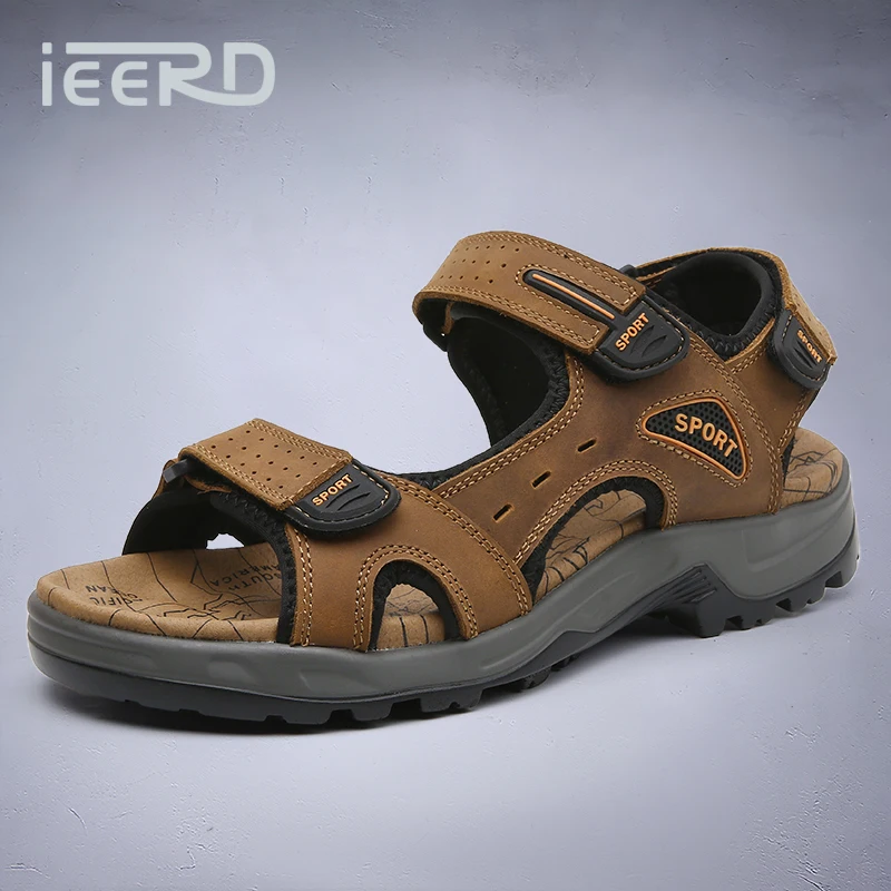 

Outdoor Wading Summer Sandals For Men Anti Slip Cool Genuine Leather Casual Shoes With Arch Support Plus Size Beach Sandalias