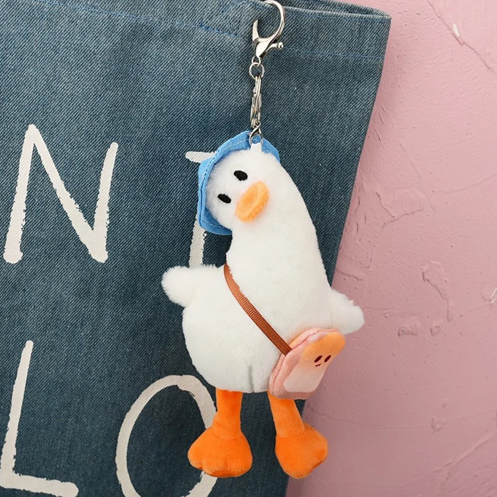 Crooked Duck Keychain Plush Toy Keyring Charm Bag Pendant Backpack Charms Stuffed Animal Cars Toys