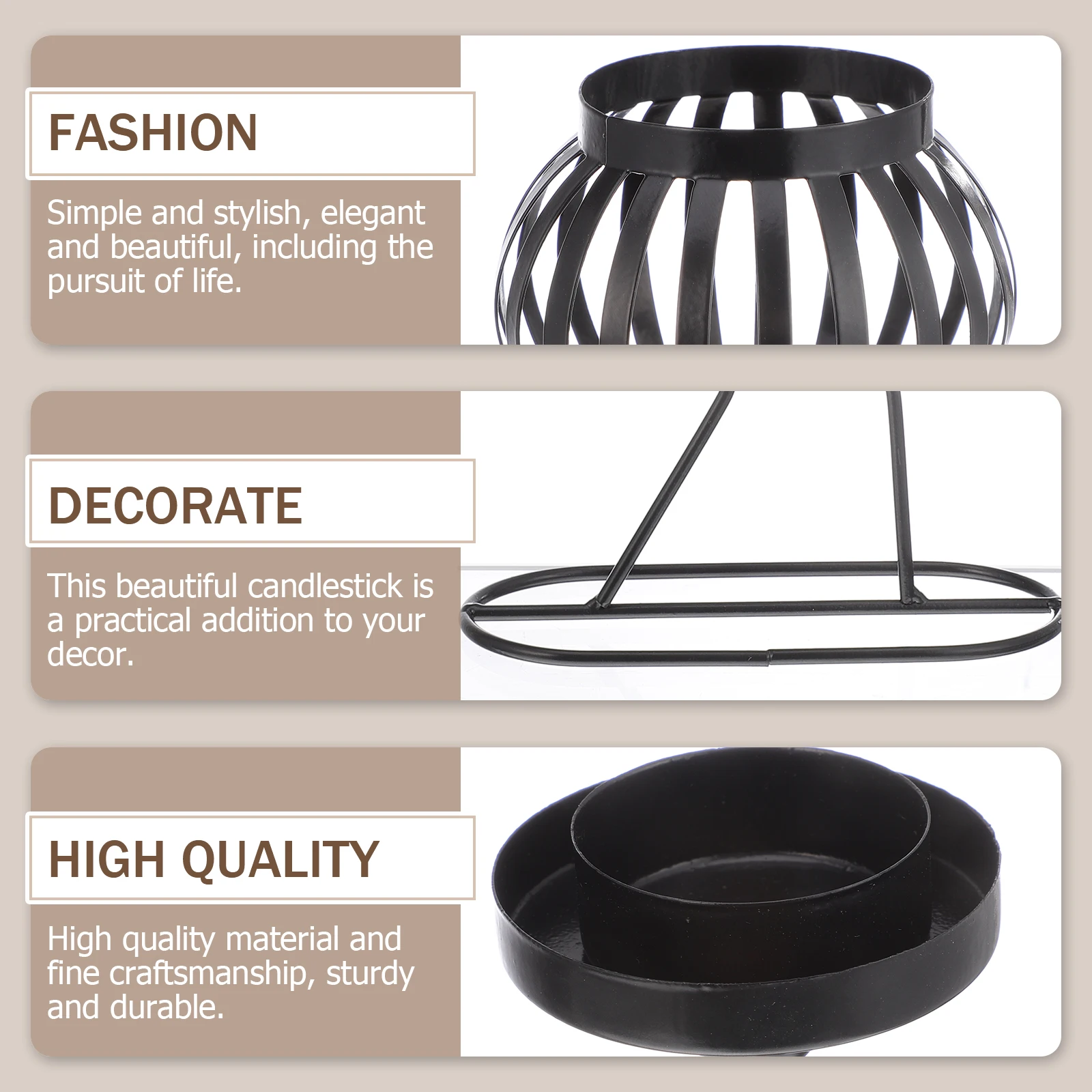 

Wrought Iron Candlestick Holder Decorative Metal Stand Sturdy Smooth Solder Joints Elegant for Wedding Party Home Gift