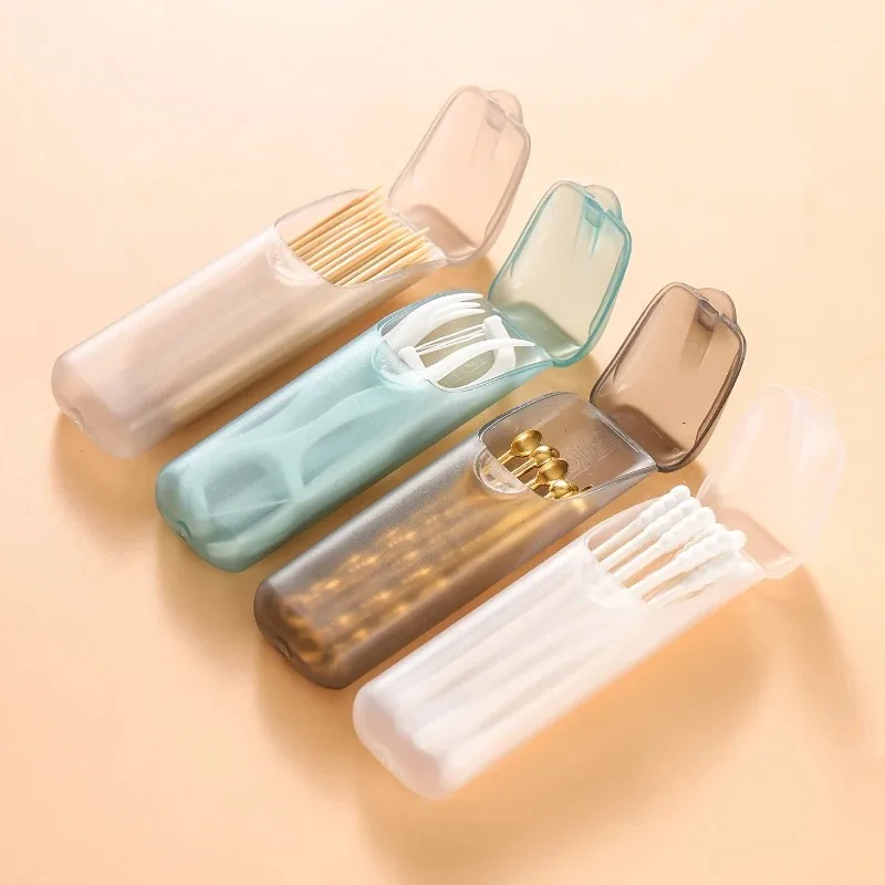 

Mini Toothpick Storage Box with Lid Toothpick Box Portable Travel Floss Organizer Cotton Swab Dispenser Toothpick Dispenser