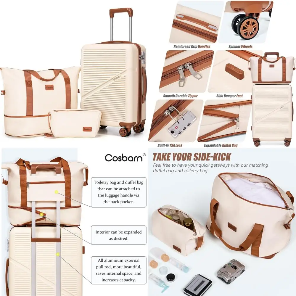 

Легкий 20-дюймовый набор чемоданов из АБС-пластика с твердой поверхностью из 3 предметов, замком TSA, одобрением авиакомпании, прочный сфокусированный