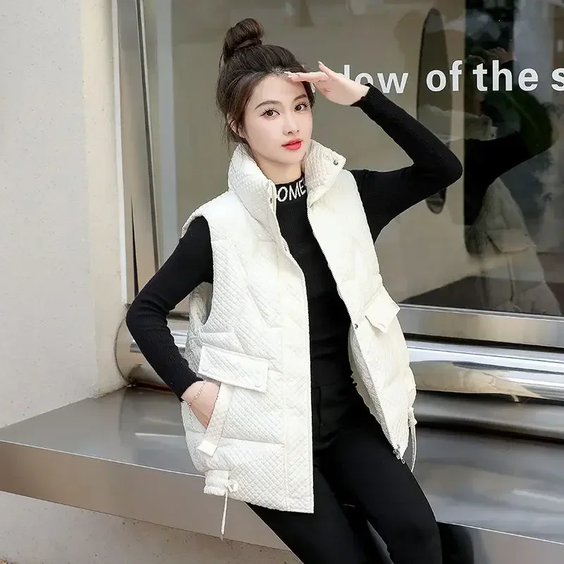 Vest for Women Quilted Solid Color Drawstring Waistcoat Woman Lightweight Padded Classic Autumn Youthful Demi-season Elegant