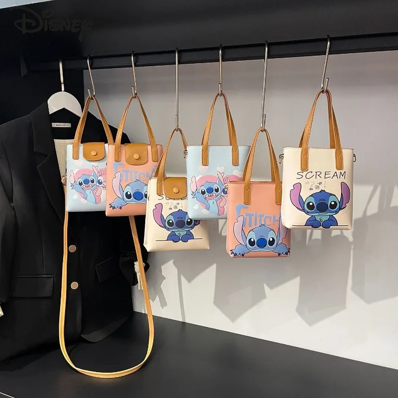 Stitch nova bolsa feminina elegante e de alta qualidade pu bolsa de ombro feminina dos desenhos animados multifuncional armazenamento crossbody saco