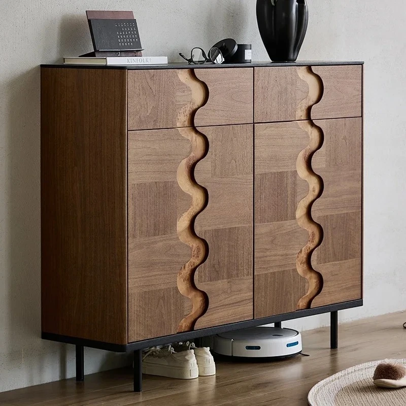 

53Medieval shoe cabinet, living room wall locker, household black walnut storage cabinet