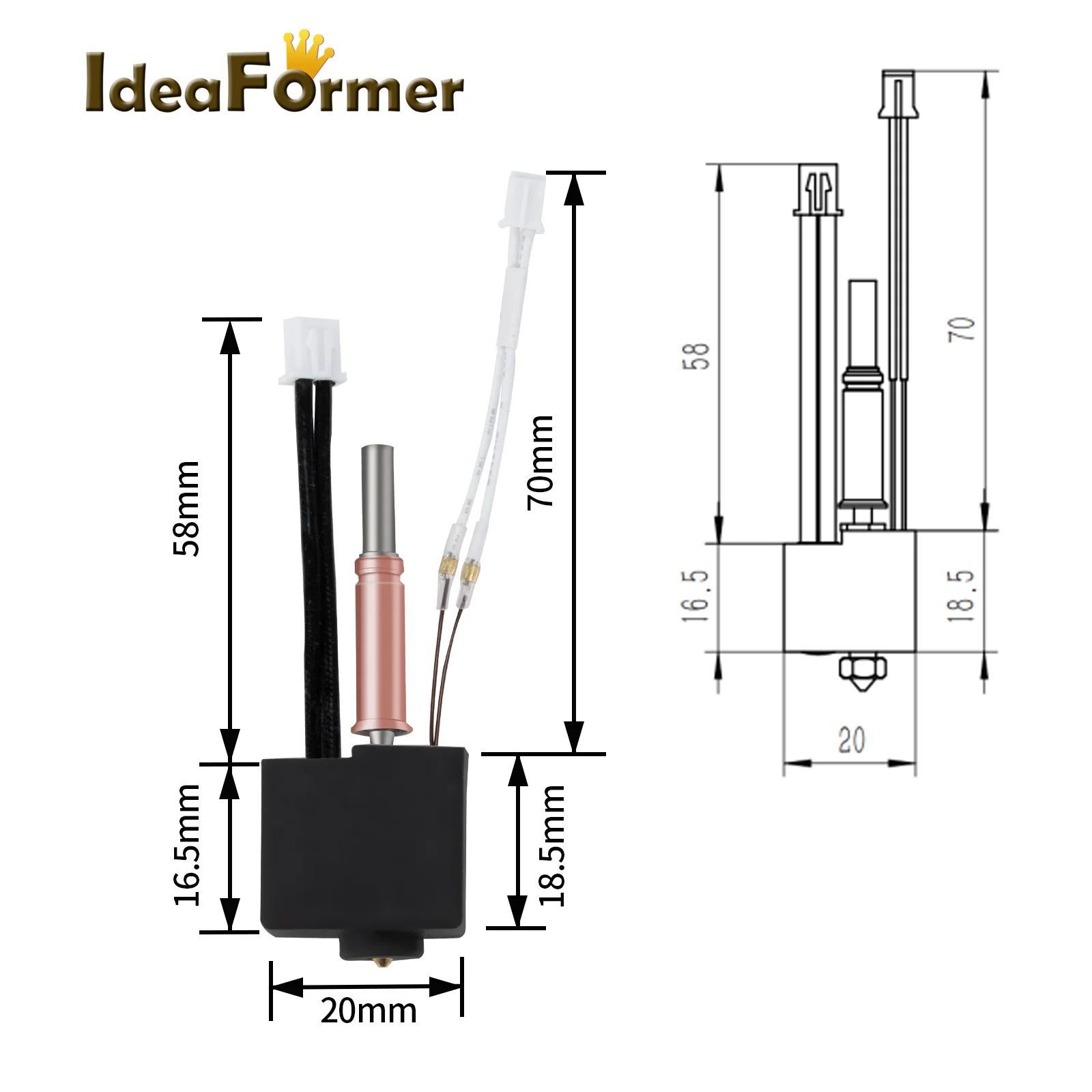 Für Anycubic Kobra 3 Hotend Kit Düse Thermistor Heizung 24 v 50 watt Heizung Block Silikon Fall Für Anycubic Kobra K3/K3 Combo Teil – Detail 2